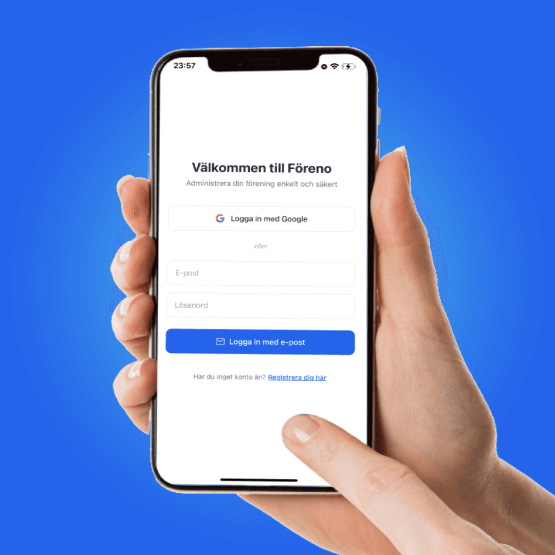 Föreno mobilapp - visar appens funktioner och gränssnitt